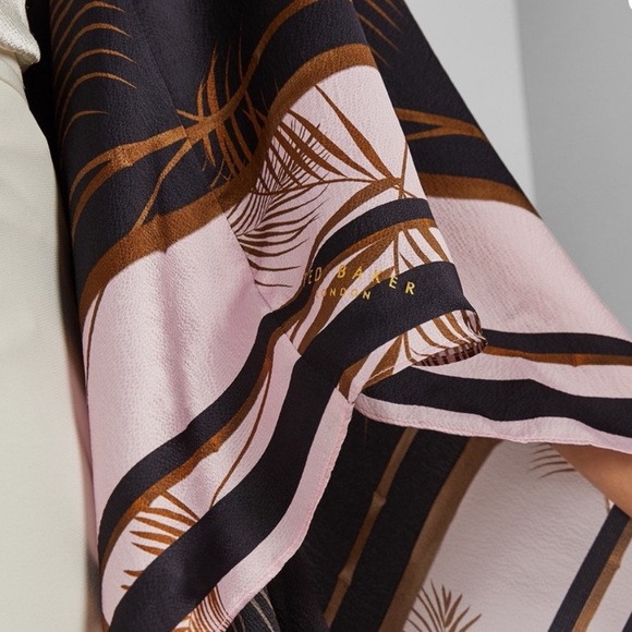 Ted Baker Cadeey Caramel Silk Cape Scarf Tiger - Picture 3 of 7